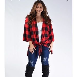 Plaid Women's Kimono Cardigan